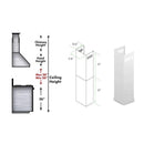 ZLINE 2-12 in. Short Chimney Pieces for 7 ft. to 8 ft. Ceilings (SK-696-304) Range Hood Accessories ZLINE 