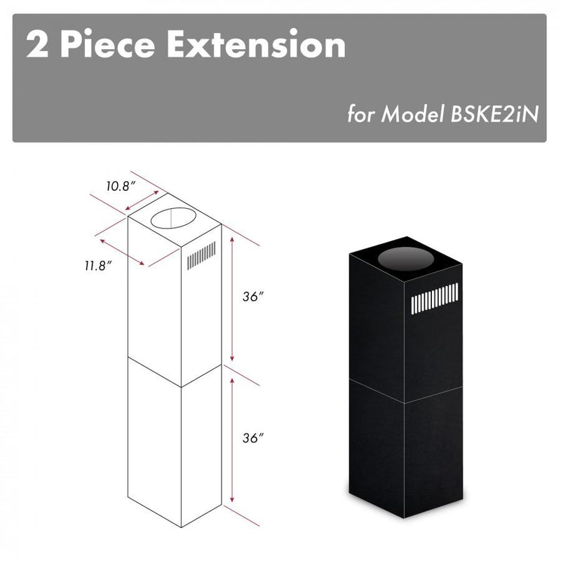 ZLINE 2-36 in. Chimney Extensions for 10 ft. to 12 ft. Ceilings (2PCEXT-BSKE2iN) Range Hood Accessories ZLINE 