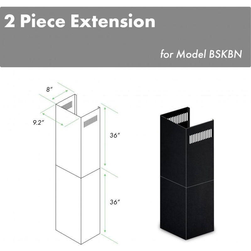 ZLINE 2-36 in. Chimney Extensions for 10 ft. to 12 ft. Ceilings in Black Stainless (2PCEXT-BSKBN) Range Hood Accessories ZLINE 