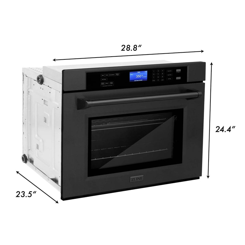 ZLINE 2-Piece Appliance Package - 30-inch Electric Wall Oven & 24-inch Microwave Oven in Black Stainless Steel (2KP-MW24-AWS30BS) Appliance Package ZLINE 