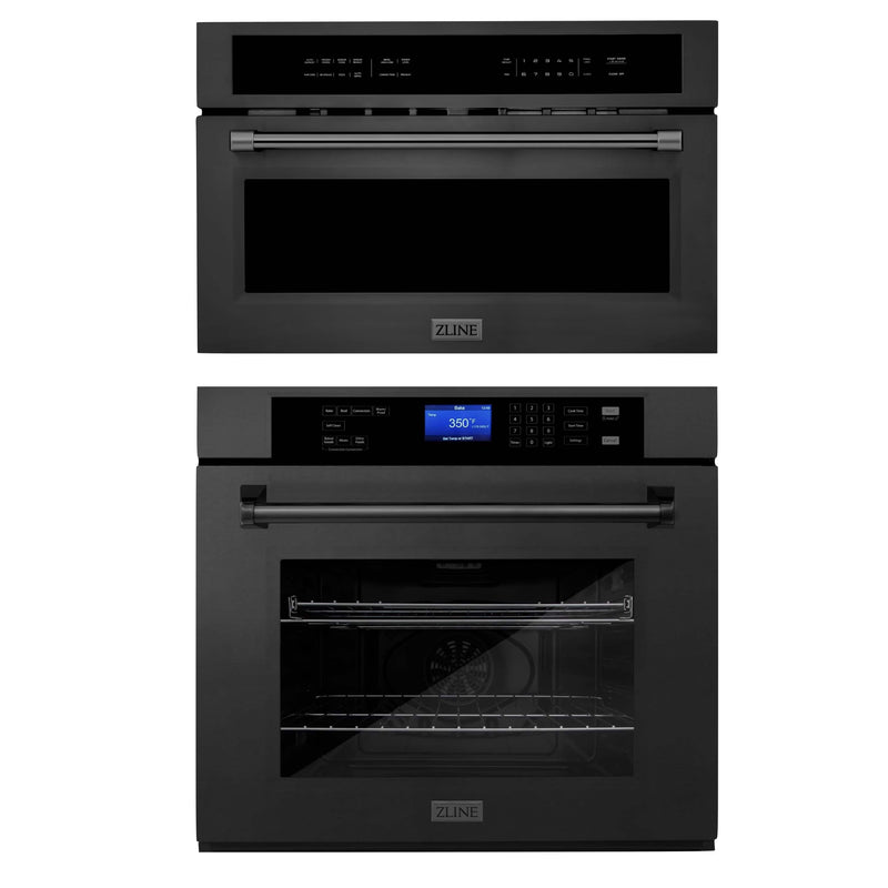 ZLINE 2-Piece Appliance Package - 30-inch Electric Wall Oven with Self-Clean & 30-inch Build-In Microwave Oven in Black Stainless Steel Appliance Package ZLINE 