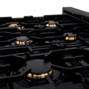 ZLINE 2-Piece Appliance Package - 36-inch Rangetop with Brass Burners and 30-inch Double Wall Oven in Black Stainless Steel (2KP-RTBAWD36) Appliance Package ZLINE 