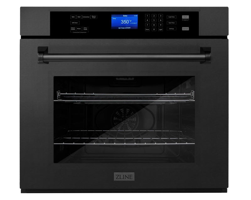ZLINE 2-Piece Appliance Package - 36-inch Rangetop with Brass Burners and 30-inch Wall Oven in Black Stainless Steel (2KP-RTBAWS36) Appliance Package ZLINE 