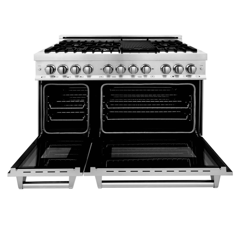 ZLINE 2-Piece Appliance Package - 48-inch Dual Fuel Range & Convertible Vent Hood in Stainless Steel (2KP-RARH48) Appliance Package ZLINE 