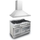 ZLINE 2-Piece Appliance Package - 48-inch Dual Fuel Range in Stainless Steel with DuraSnow Door & Convertible Wall Mount Hood in Stainless Steel (2KP-RASNRH48) Appliance Package ZLINE 