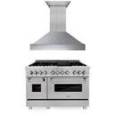 ZLINE 2-Piece Appliance Package - 48-inch Dual Fuel Range & Premium Range Hood in DuraSnow Stainless Steel (2KP-RASSNRH48) Appliance Package ZLINE 