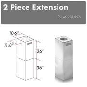 ZLINE 2-Piece 36-Inch Chimney Extensions for 10 Ft. to 12 Ft. Ceiling in Stainless Steel  (2PCEXT-597i)