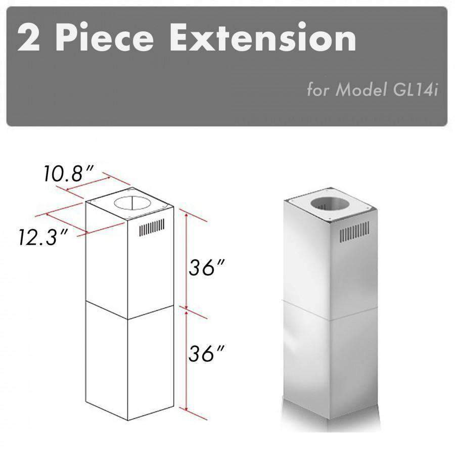 Stainless 2-piece chimney extension, 36 in height, for Model GL14i