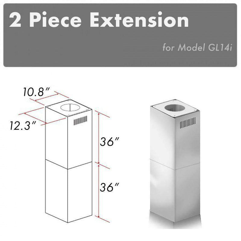 ZLINE 2 Piece Chimney Extension for 10'-12' Ceiling, 2PCEXT-GL14i Range Hood Accessories ZLINE 