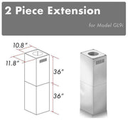 ZLINE 2-Piece 36-Inch Chimney Extensions for 10 Ft. to 12 Ft. Ceiling in Stainless Steel  (2PCEXT-GL9i)