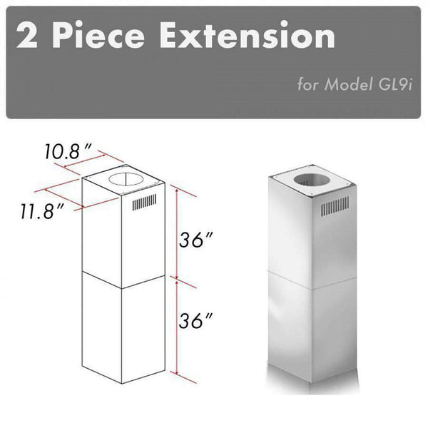 ZLINE 2 Piece Chimney Extension for 10'-12' Ceiling, 2PCEXT-GL9i Range Hood Accessories ZLINE 