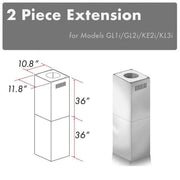 ZLINE 2-Piece Chimney Extension for 10 Ft. to 12 Ft. Ceiling in Stainless Steel (2PCEXT-GL1i/GL2i/KL3i/KE2i)