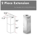 ZLINE 2 Piece Chimney Extension for 10ft-12ft Ceiling (2PCEXT-GL1i/GL2i/KL3i/KE2i) Range Hood Accessories ZLINE 