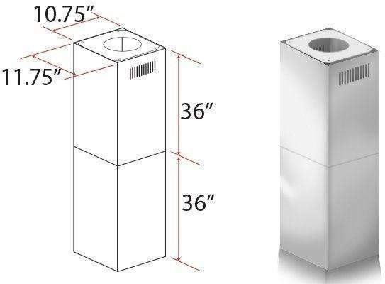 ZLINE 2 Piece Chimney Extension for 10ft-12ft Ceiling (2PCEXT-GL1i/GL2i/KL3i/KE2i) Range Hood Accessories ZLINE 