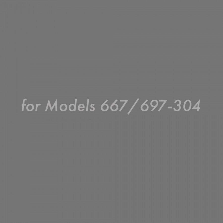 Gray graphic panel with "for Models 667/697-304" text, chimney extension accessory