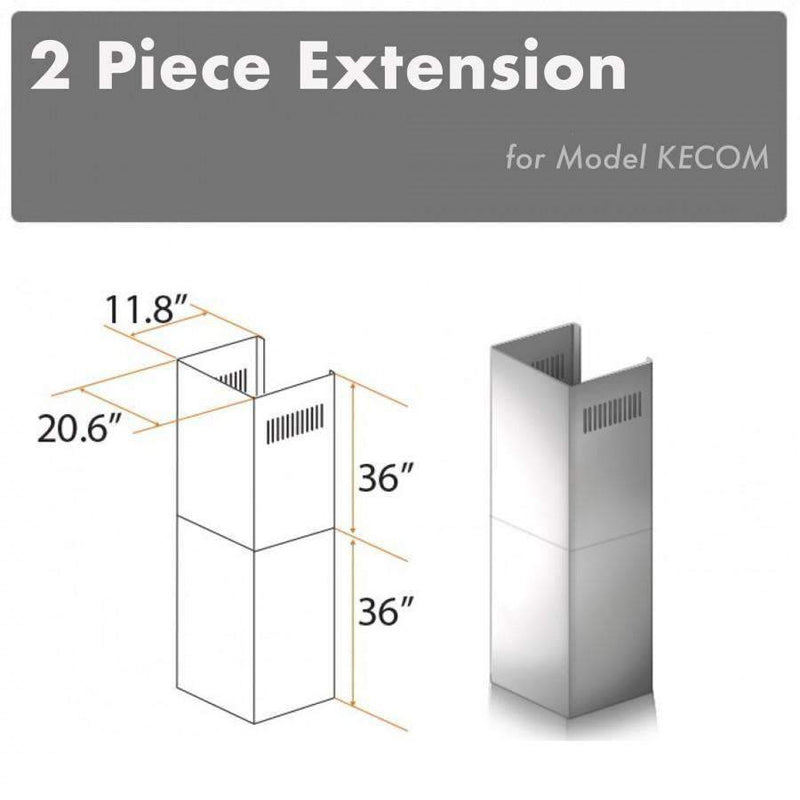 ZLINE 2 Piece Chimney Extension for 12' Ceiling, 2PCEXT-KECOM Range Hood Accessories ZLINE 