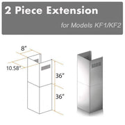 ZLINE 2-Piece 36-Inch Chimney Extensions for 10 Ft. to 12 Ft. Ceiling in Stainless Steel  (2PCEXT-KF1)