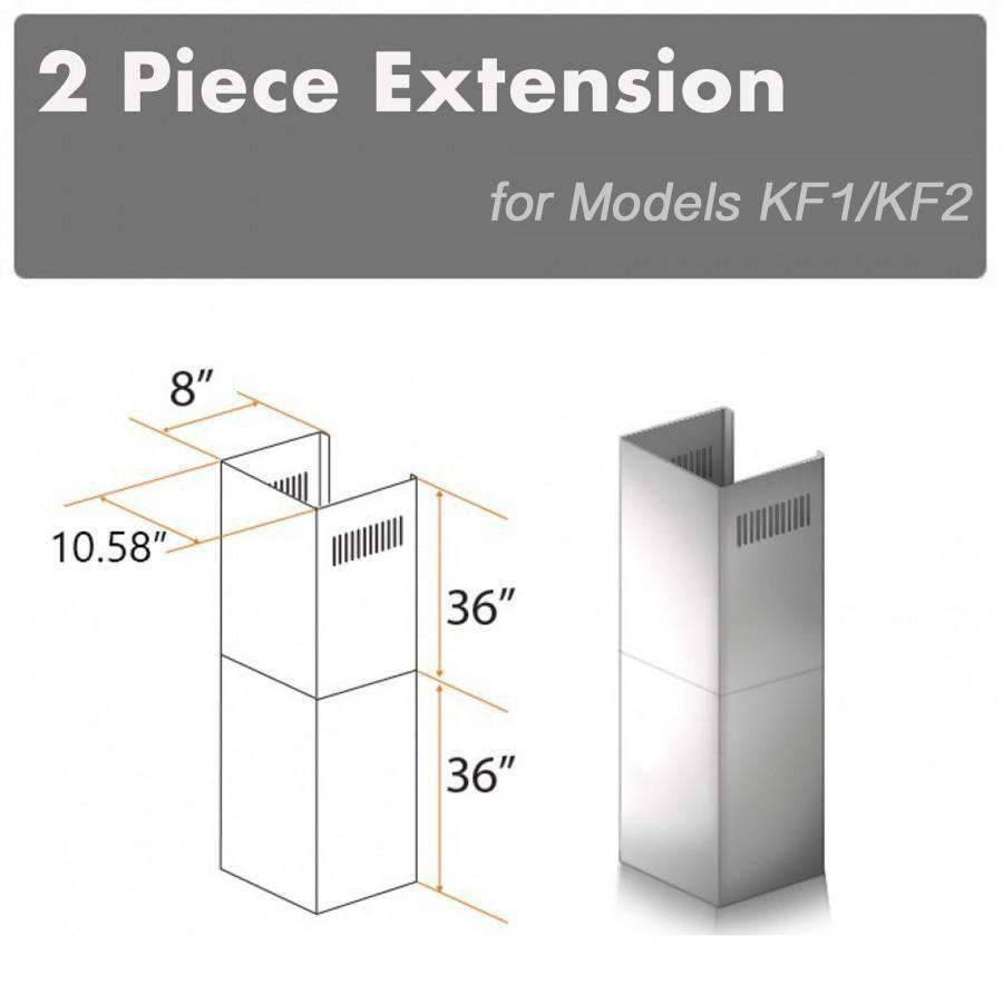 Two-piece stainless steel chimney extension stack with vented top and side cutouts