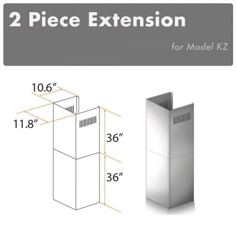 Stainless steel 2-piece chimney extension set, vented panels, 36-in tall stack