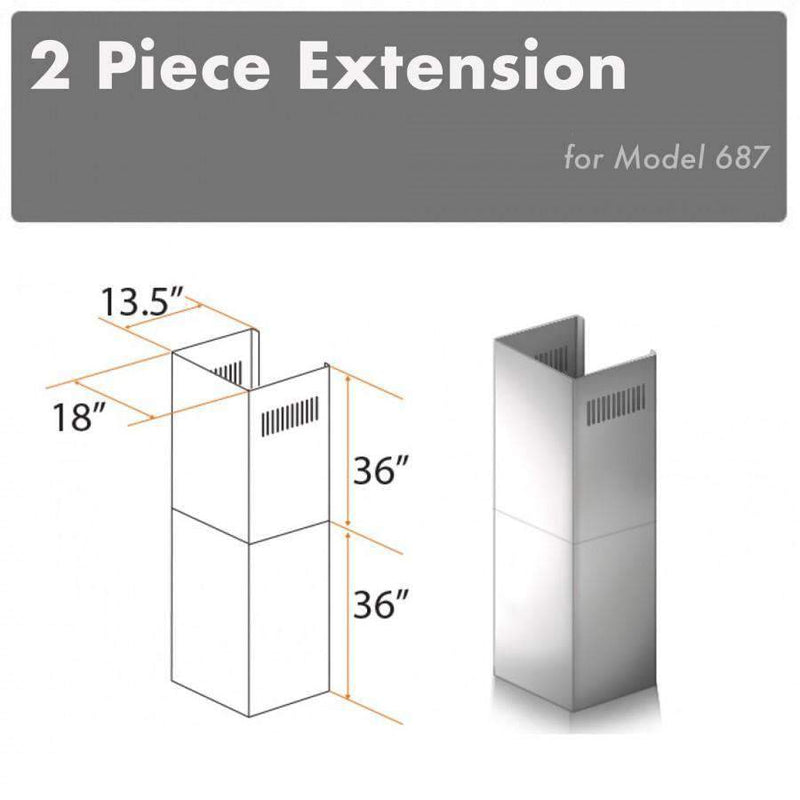 ZLINE 2 Piece Chimney Extension for 12ft Ceiling (2PCEXT-687) Range Hood Accessories ZLINE 