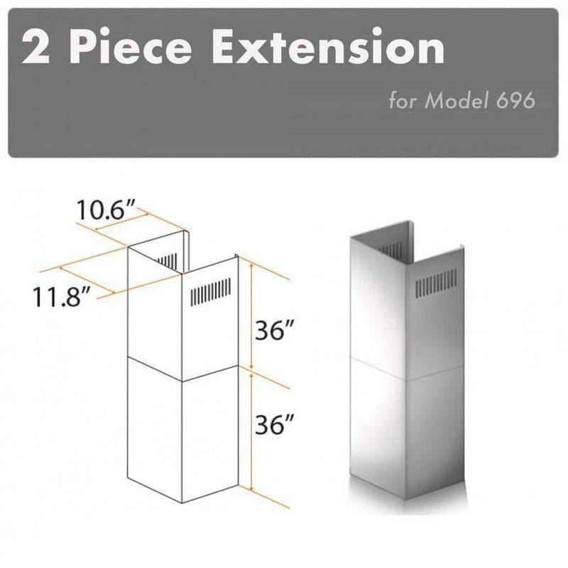 ZLINE 2 Piece Chimney Extension for 12ft Ceiling (2PCEXT-696) Range Hood Accessories ZLINE 