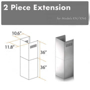 ZLINE 2-Piece Chimney Extension for 12 Ft. Ceiling in Stainless Steel (2PCEXT-KN)