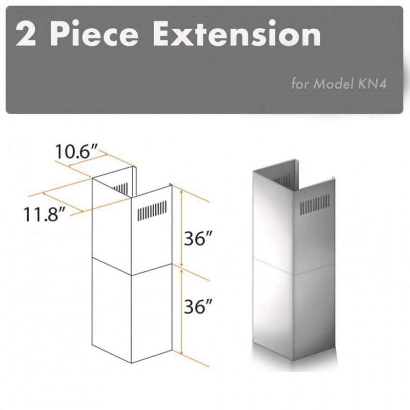 ZLINE 2 Piece Chimney Extension for 12ft Ceiling (2PCEXT-KN4) Range Hood Accessories ZLINE 