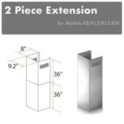 ZLINE 2-Piece 36-Inch Chimney Extensions for 10 Ft. to 12 Ft. Ceiling in Stainless Steel  (2PCEXT-KB/KL2/KL3-304)