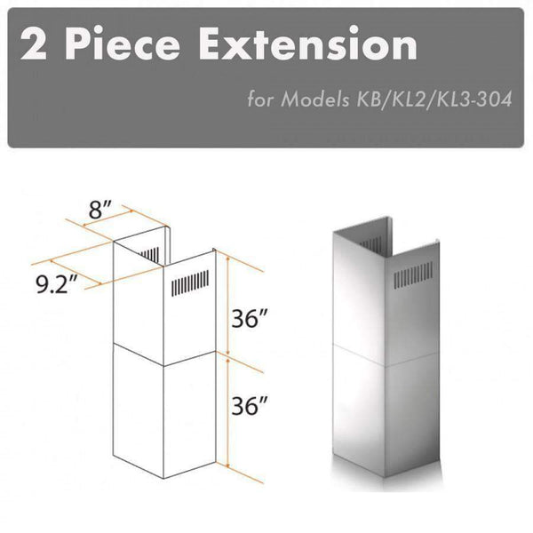 ZLINE 2 Piece Chimney Extensions for 12ft Ceiling (2PCEXT-KB/KL2/KL3-304) Range Hood Accessories ZLINE 