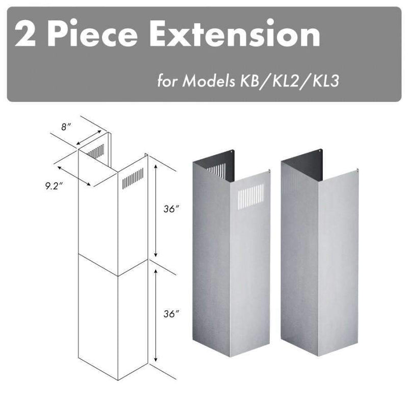 ZLINE 2 Piece Chimney Extensions for 12ft Ceiling (2PCEXT-KB/KL2/KL3) Range Hood Accessories ZLINE 