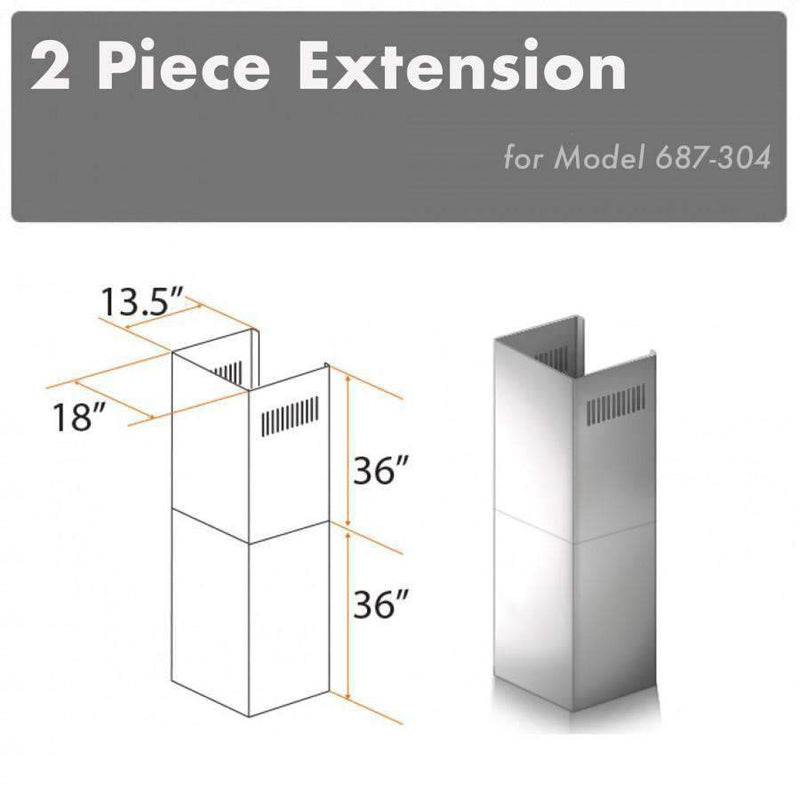 ZLINE 2 Piece Outdoor Chimney Extension for 12' Ceiling, 2PCEXT-687-304 Range Hood Accessories ZLINE 