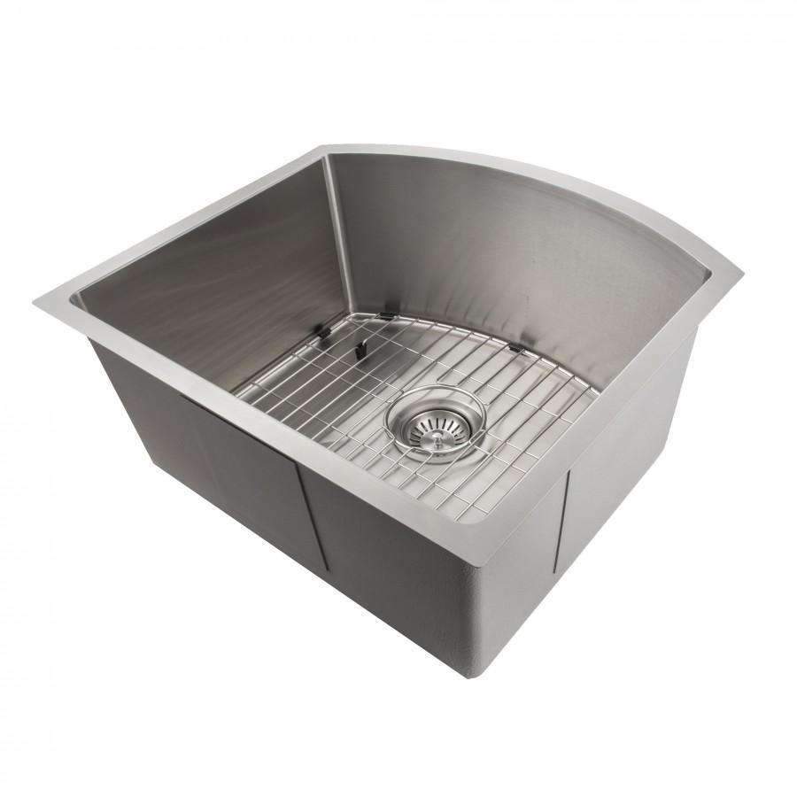 Undermount stainless steel single-bowl sink with wire rack and center drain