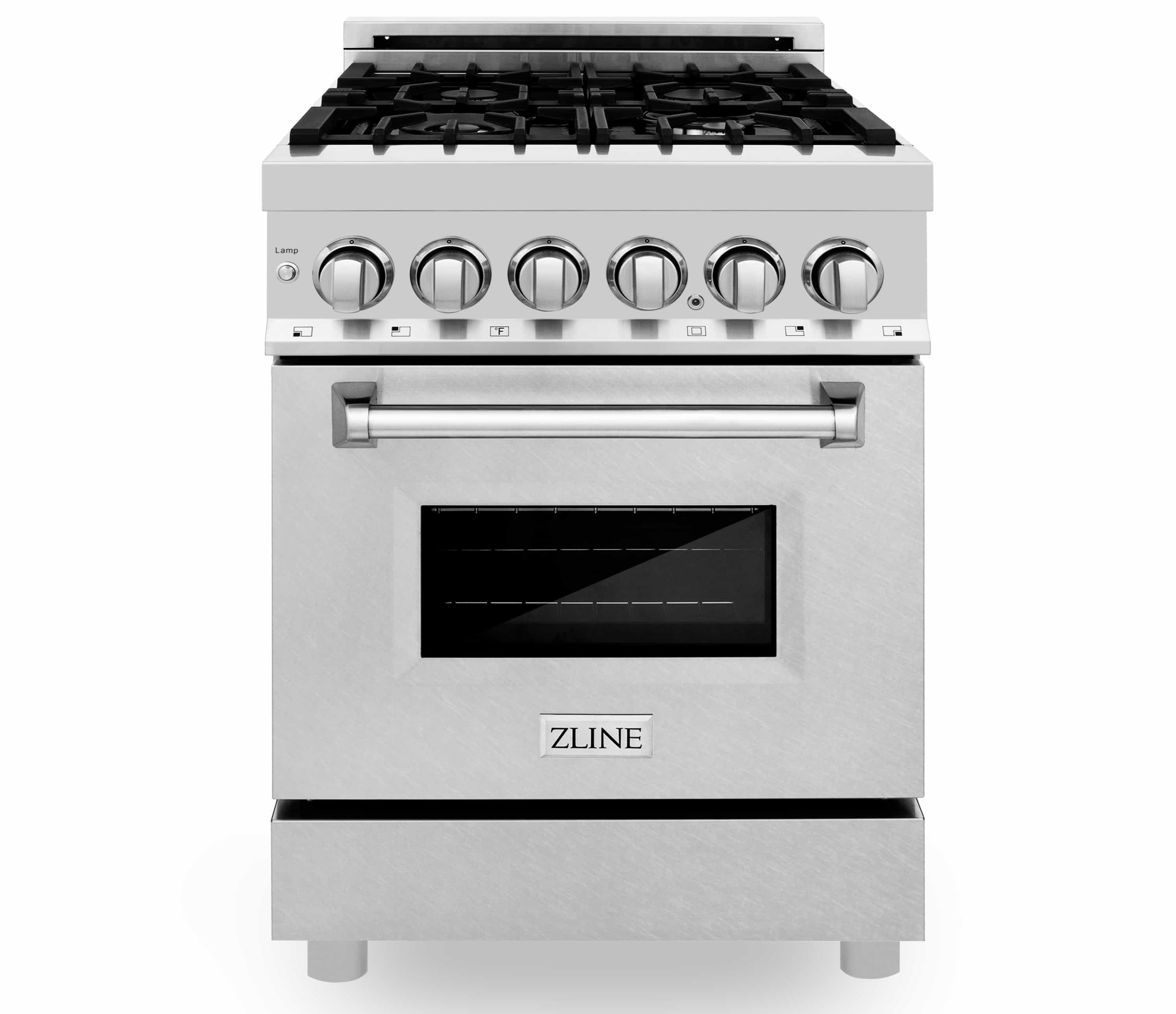 ZLINE 24 in dual fuel range, stainless exterior, gas burners and oven door