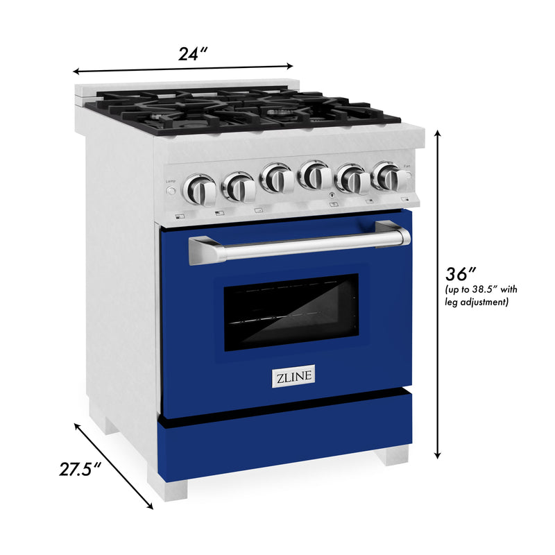 ZLINE 24" 2.8 cu. ft. Range with Gas Stove and Gas Oven in DuraSnow Stainless Steel and Blue Matte Door (RGS-BM-24) Ranges ZLINE 