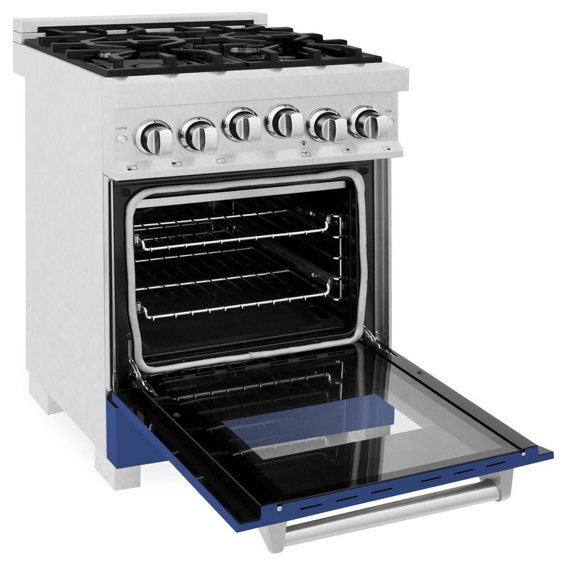 ZLINE 24" 2.8 cu. ft. Range with Gas Stove and Gas Oven in DuraSnow Stainless Steel and Blue Matte Door (RGS-BM-24) Ranges ZLINE 