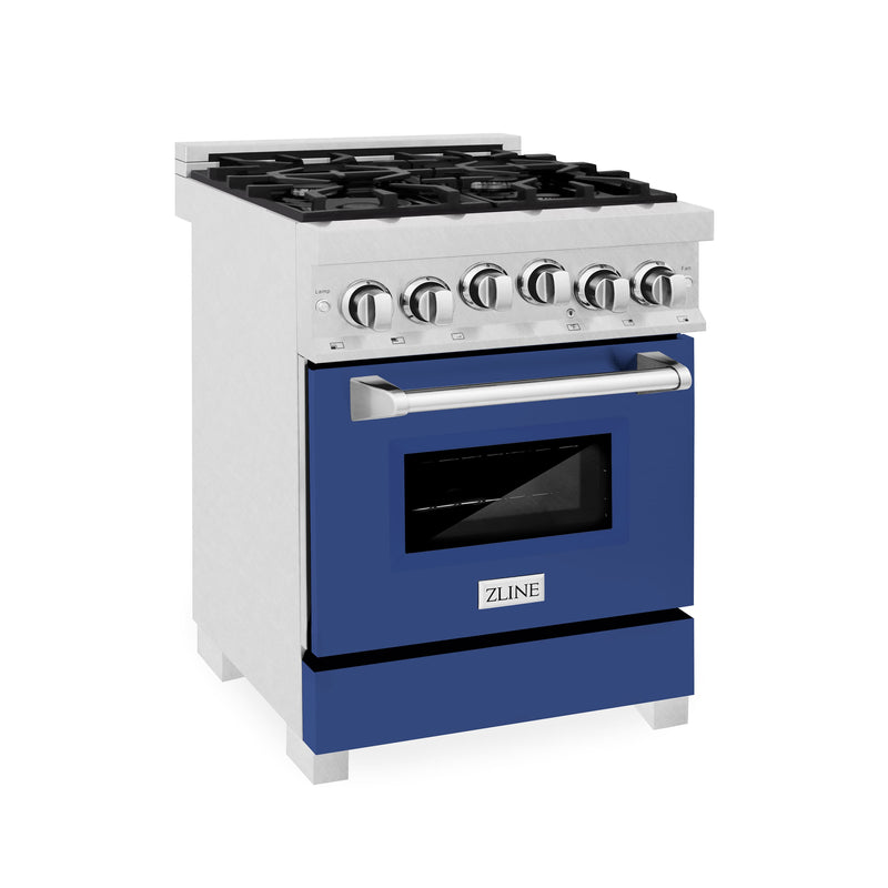 ZLINE 24" 2.8 cu. ft. Range with Gas Stove and Gas Oven in DuraSnow Stainless Steel and Blue Matte Door (RGS-BM-24) Ranges ZLINE 