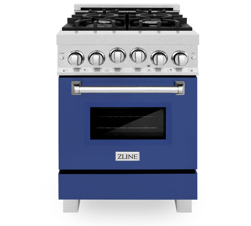 ZLINE 24" 2.8 cu. ft. Range with Gas Stove and Gas Oven in DuraSnow Stainless Steel and Blue Matte Door (RGS-BM-24) Ranges ZLINE 