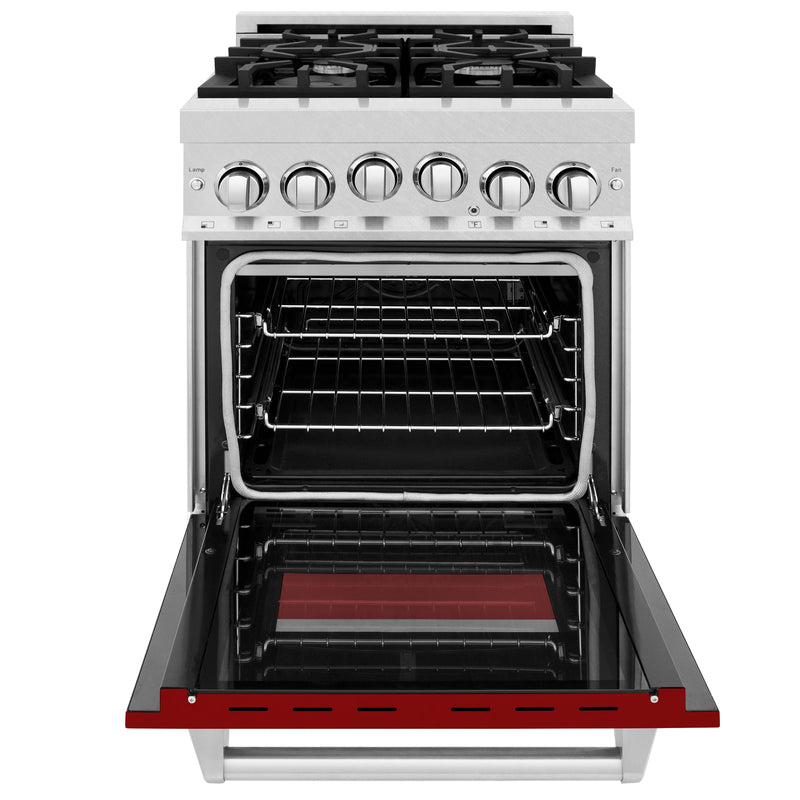 ZLINE 24" 2.8 cu. ft. Range with Gas Stove and Gas Oven in DuraSnow Stainless Steel and Red Gloss Door (RGS-RG-24) Ranges ZLINE 