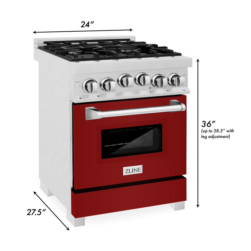 ZLINE 24" 2.8 cu. ft. Range with Gas Stove and Gas Oven in DuraSnow Stainless Steel and Red Gloss Door (RGS-RG-24) Ranges ZLINE 