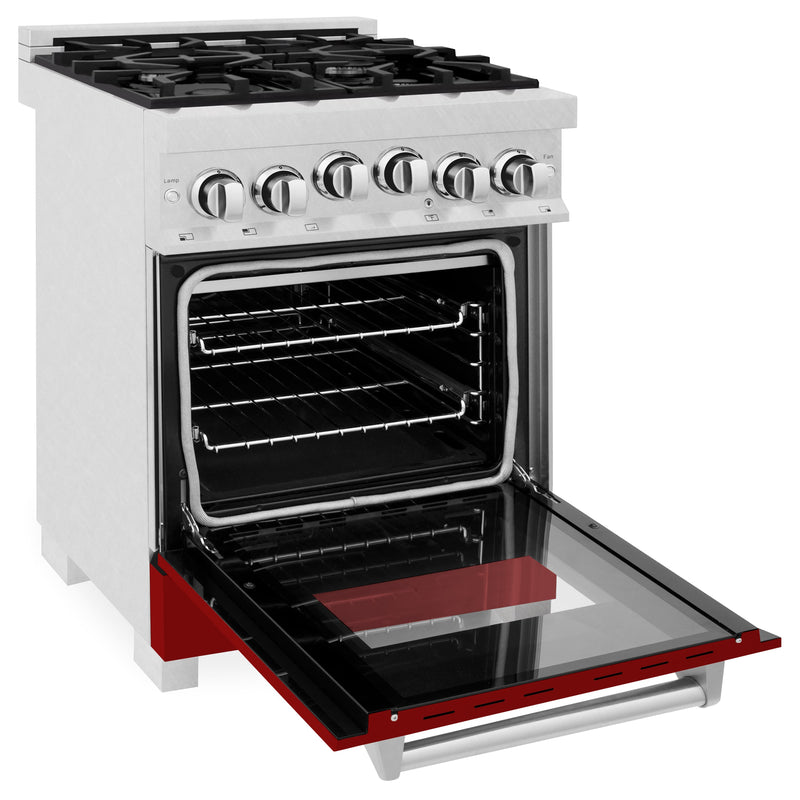 ZLINE 24" 2.8 cu. ft. Range with Gas Stove and Gas Oven in DuraSnow Stainless Steel and Red Gloss Door (RGS-RG-24) Ranges ZLINE 