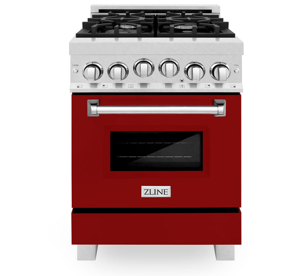 ZLINE 24" 2.8 cu. ft. Range with Gas Stove and Gas Oven in DuraSnow Stainless Steel and Red Gloss Door (RGS-RG-24) Ranges ZLINE 