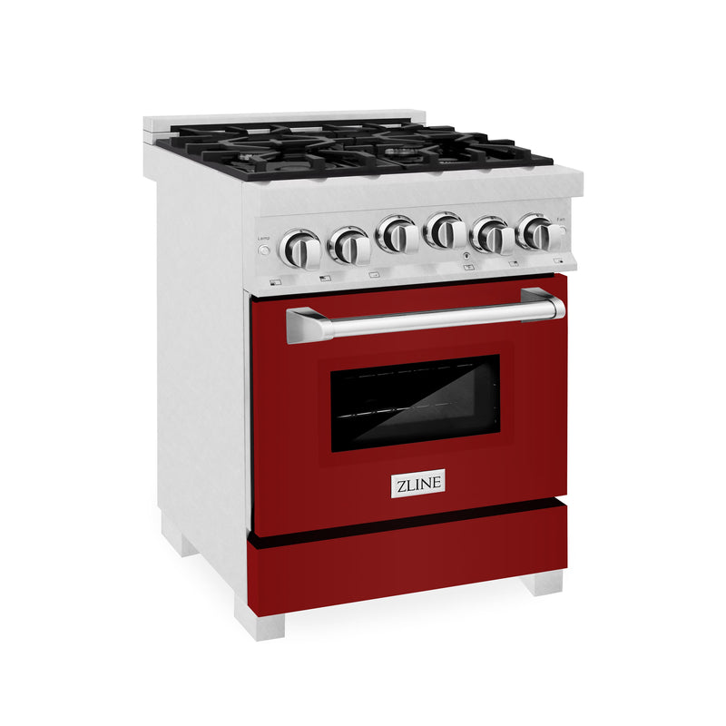 ZLINE 24" 2.8 cu. ft. Range with Gas Stove and Gas Oven in DuraSnow Stainless Steel and Red Gloss Door (RGS-RG-24) Ranges ZLINE 