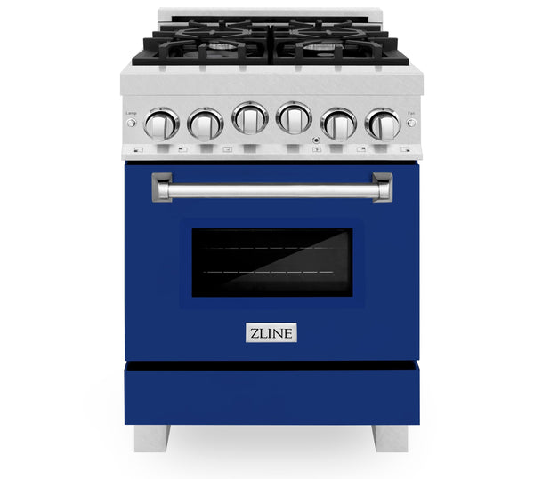 ZLINE 24" 2.8 cu. ft. Range with Gas Stove and Gas Oven in DuraSnow® Stainless Steel with Blue Gloss Door (RGS-BG-24) Ranges ZLINE 