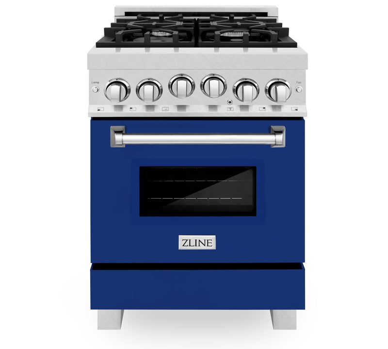 ZLINE 24" 2.8 cu. ft. Range with Gas Stove and Gas Oven in DuraSnow® Stainless Steel with Blue Gloss Door (RGS-BG-24) Ranges ZLINE 