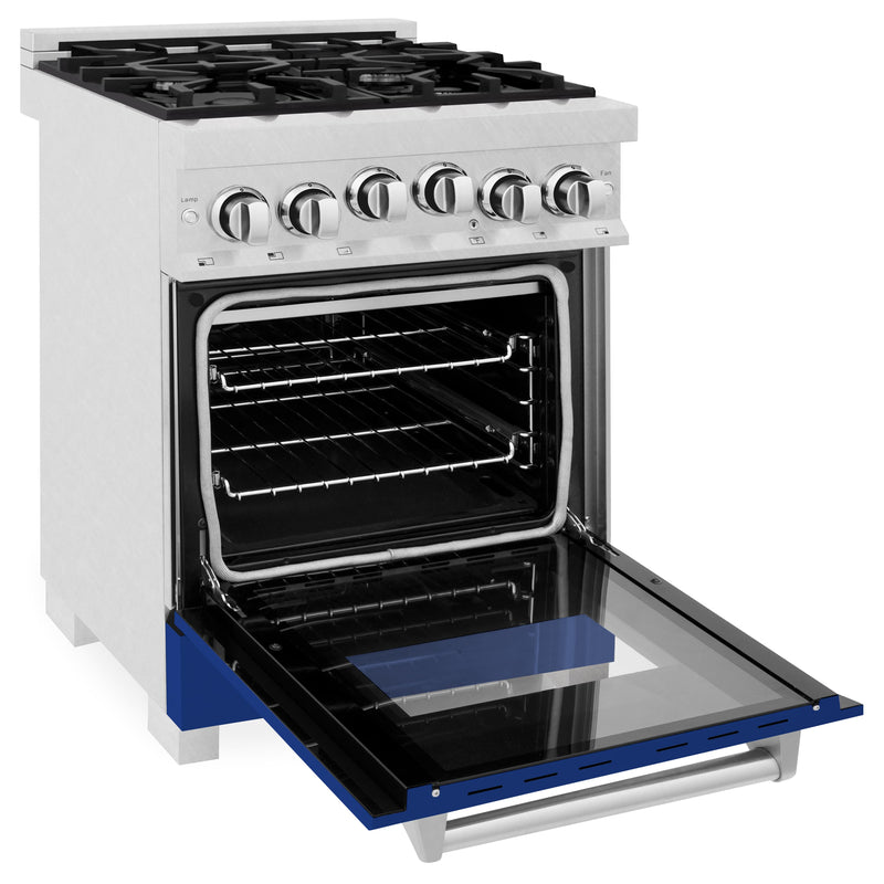 ZLINE 24" 2.8 cu. ft. Range with Gas Stove and Gas Oven in DuraSnow® Stainless Steel with Blue Gloss Door (RGS-BG-24) Ranges ZLINE 