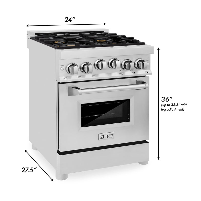 ZLINE 24" 2.8 cu. ft. Range with Gas Stove and Gas Oven in Stainless Steel with Brass Burners (RG-BR-24) Ranges ZLINE 