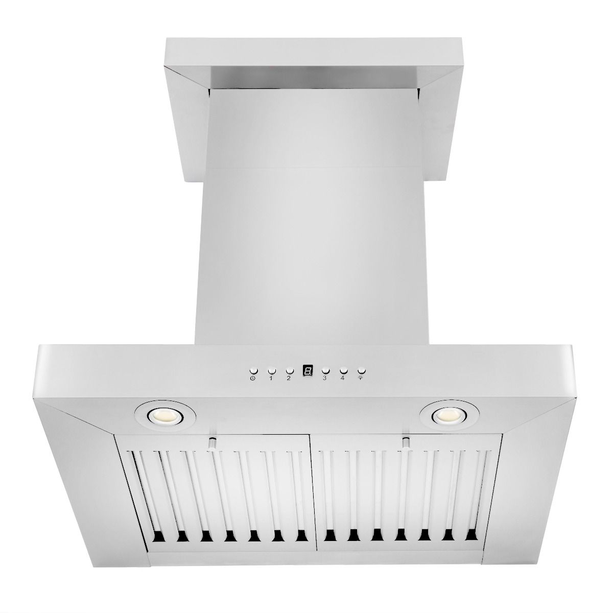 Stainless steel convertible wall mount range hood chimney with two round lights