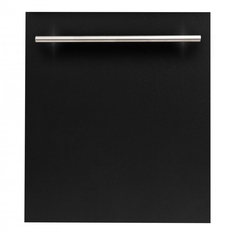 Black matte dishwasher front with stainless handle