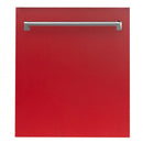 ZLINE 24" Dishwasher in Red Matte with Stainless Steel Tub and Traditional Style Handle (DW-RM-24) Dishwashers ZLINE 