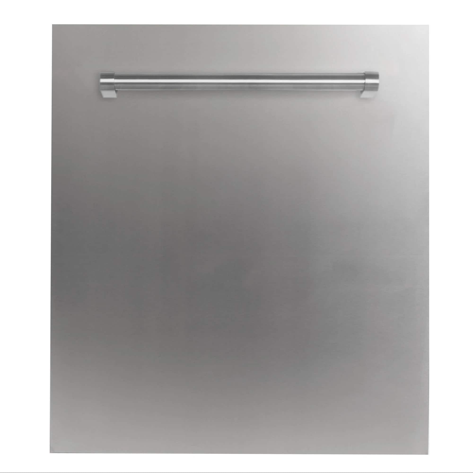 Stainless steel dishwasher door with top bar handle
